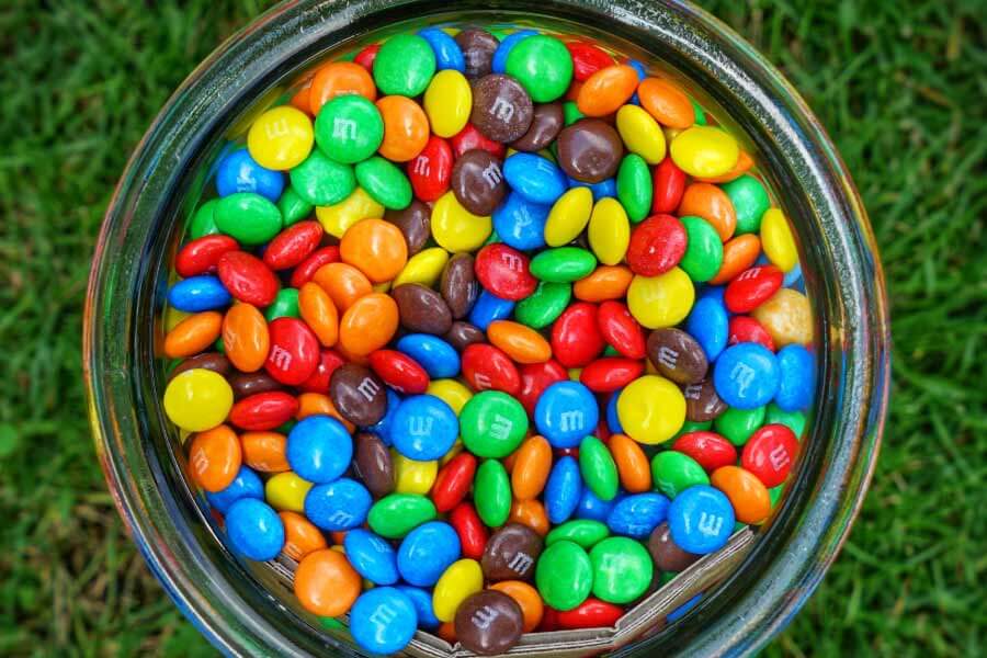 bowl of m&m candies